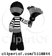Poster, Art Print Of Black Thief Man Holding Feather Duster Facing Forward