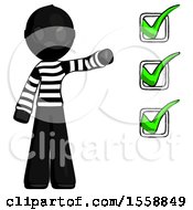 Poster, Art Print Of Black Thief Man Standing By List Of Checkmarks