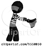 Poster, Art Print Of Black Thief Man Dusting With Feather Duster Downwards
