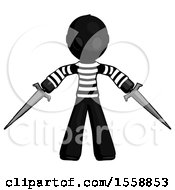 Poster, Art Print Of Black Thief Man Two Sword Defense Pose