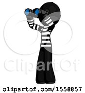 Poster, Art Print Of Black Thief Man Looking Through Binoculars To The Left