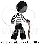 Poster, Art Print Of Black Thief Man Walking With Hiking Stick