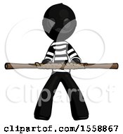 Poster, Art Print Of Black Thief Man Bo Staff Kung Fu Defense Pose