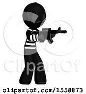 Poster, Art Print Of Black Thief Man Shooting Automatic Assault Weapon
