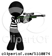 Poster, Art Print Of Black Thief Man Shooting Sniper Rifle
