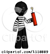 Black Thief Man Holding Dynamite With Fuse Lit