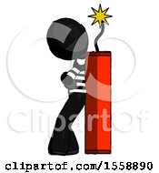 Poster, Art Print Of Black Thief Man Leaning Against Dynimate Large Stick Ready To Blow