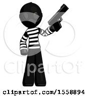 Poster, Art Print Of Black Thief Man Holding Handgun
