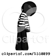 Poster, Art Print Of Black Thief Man Depressed With Head Down Back To Viewer Right