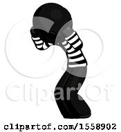 Black Thief Man With Headache Or Covering Ears Turned To His Left