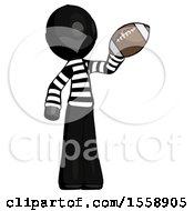 Black Thief Man Holding Football Up