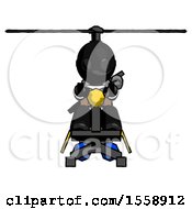 Poster, Art Print Of Black Thief Man Flying In Gyrocopter Front View