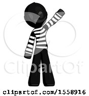 Black Thief Man Waving Emphatically With Left Arm