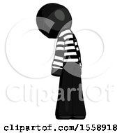 Poster, Art Print Of Black Thief Man Depressed With Head Down Back To Viewer Left
