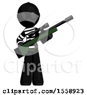Poster, Art Print Of Black Thief Man Holding Sniper Rifle Gun