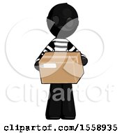 Poster, Art Print Of Black Thief Man Holding Box Sent Or Arriving In Mail