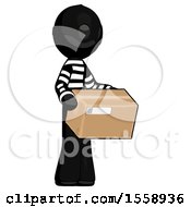 Black Thief Man Holding Package To Send Or Recieve In Mail