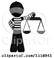 Poster, Art Print Of Black Thief Man Holding Scales Of Justice