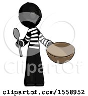 Poster, Art Print Of Black Thief Man With Empty Bowl And Spoon Ready To Make Something