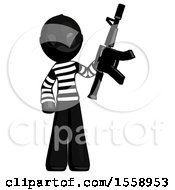 Poster, Art Print Of Black Thief Man Holding Automatic Gun