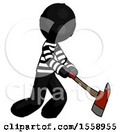 Poster, Art Print Of Black Thief Man Striking With A Red Firefighters Ax