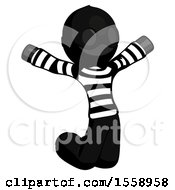 Black Thief Man Jumping Or Kneeling With Gladness
