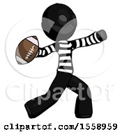 Black Thief Man Throwing Football