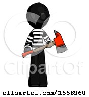 Poster, Art Print Of Black Thief Man Holding Red Fire Fighters Ax