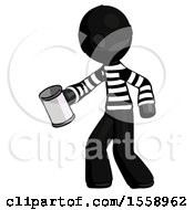 Poster, Art Print Of Black Thief Man Begger Holding Can Begging Or Asking For Charity Facing Left