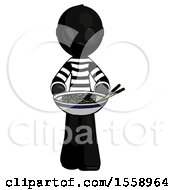 Poster, Art Print Of Black Thief Man Serving Or Presenting Noodles