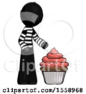 Poster, Art Print Of Black Thief Man With Giant Cupcake Dessert