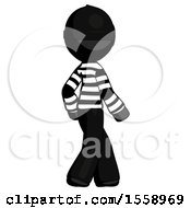 Black Thief Man Walking Away Direction Right View