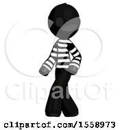 Black Thief Man Man Walking Turned Left Front View