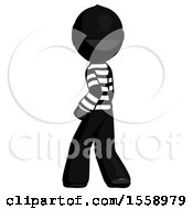 Poster, Art Print Of Black Thief Man Walking Away Direction Left View