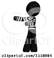 Poster, Art Print Of Black Thief Man Presenting Something To His Right