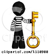 Black Thief Man Holding Key Made Of Gold