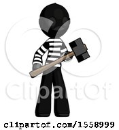 Poster, Art Print Of Black Thief Man With Sledgehammer Standing Ready To Work Or Defend