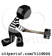 Poster, Art Print Of Black Thief Man Hitting With Sledgehammer Or Smashing Something