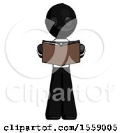 Poster, Art Print Of Black Thief Man Reading Book While Standing Up Facing Viewer