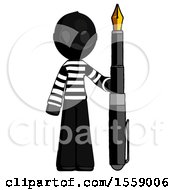 Poster, Art Print Of Black Thief Man Holding Giant Calligraphy Pen