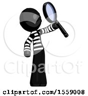 Poster, Art Print Of Black Thief Man Inspecting With Large Magnifying Glass Facing Up