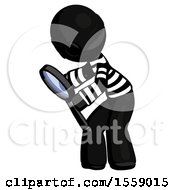 Black Thief Man Inspecting With Large Magnifying Glass Left