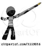 Poster, Art Print Of Black Thief Man Pen Is Mightier Than The Sword Calligraphy Pose