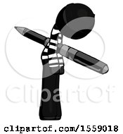 Poster, Art Print Of Black Thief Man Impaled Through Chest With Giant Pen