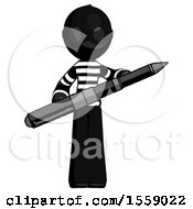 Poster, Art Print Of Black Thief Man Posing Confidently With Giant Pen