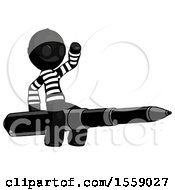 Poster, Art Print Of Black Thief Man Riding A Pen Like A Giant Rocket