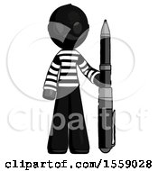 Black Thief Man Holding Large Pen