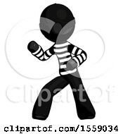 Black Thief Man Martial Arts Defense Pose Left