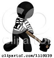 Poster, Art Print Of Black Thief Man Hitting With Sledgehammer Or Smashing Something At Angle