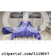 Clipart Of A 3D Render Of A Modern Bedroom Interior Royalty Free Illustration
